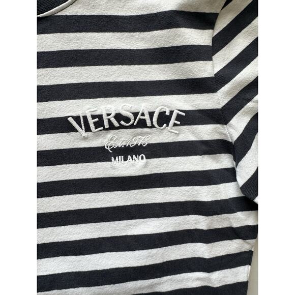 Versace Nautical Stripe T-shirt Size 38 Euro Made in Portugal 1014414 NWT $650 - Picture 6 of 10